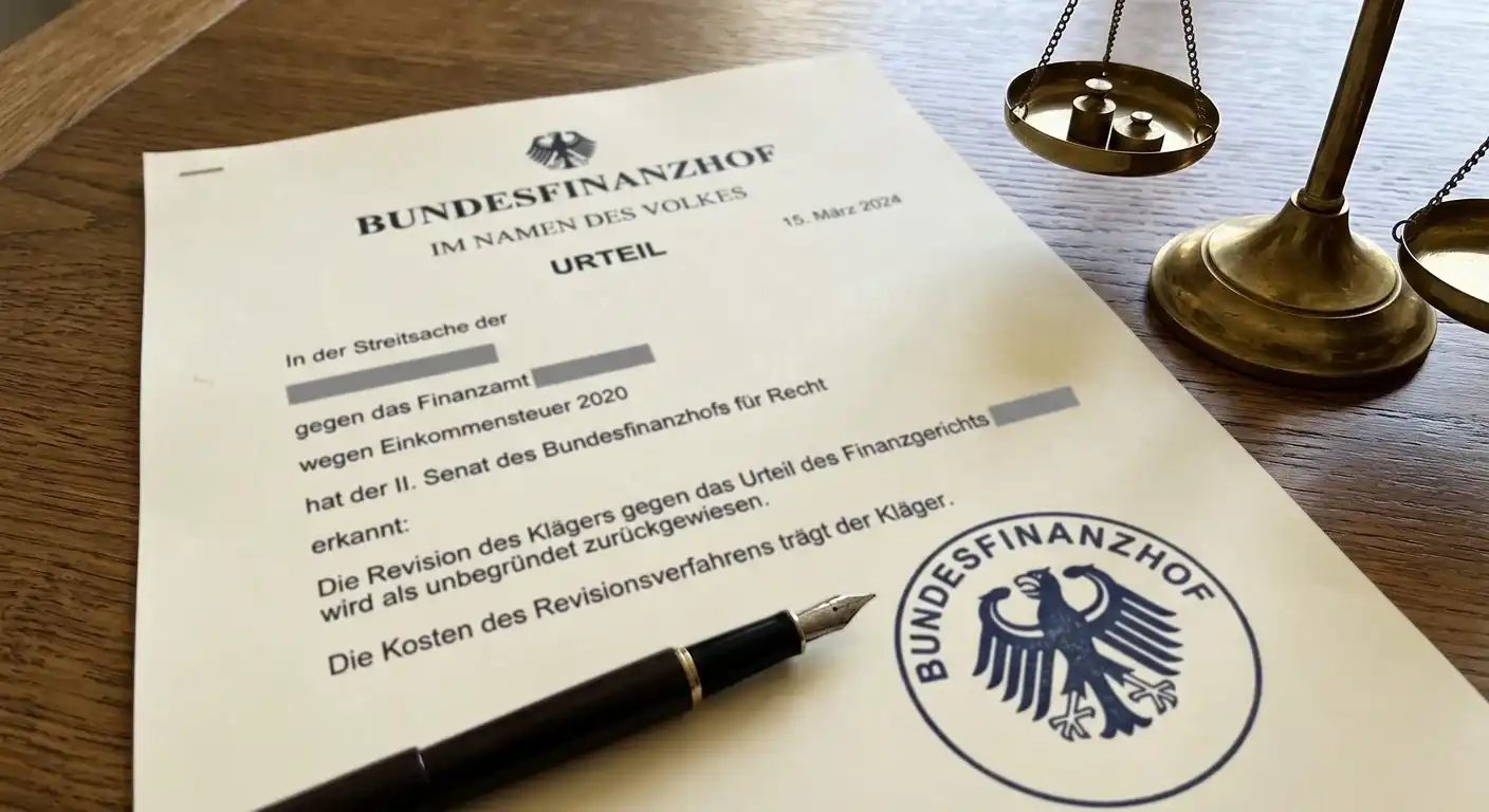 Amtliches Dokument mit Stempel und Waage als Sinnbild für ein höchstrichterliches Steuerurteil
