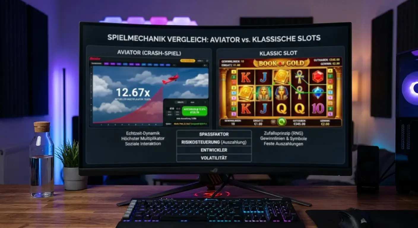 Aviator Crash-Game Mechanik im Vergleich zu klassischen Spielautomaten