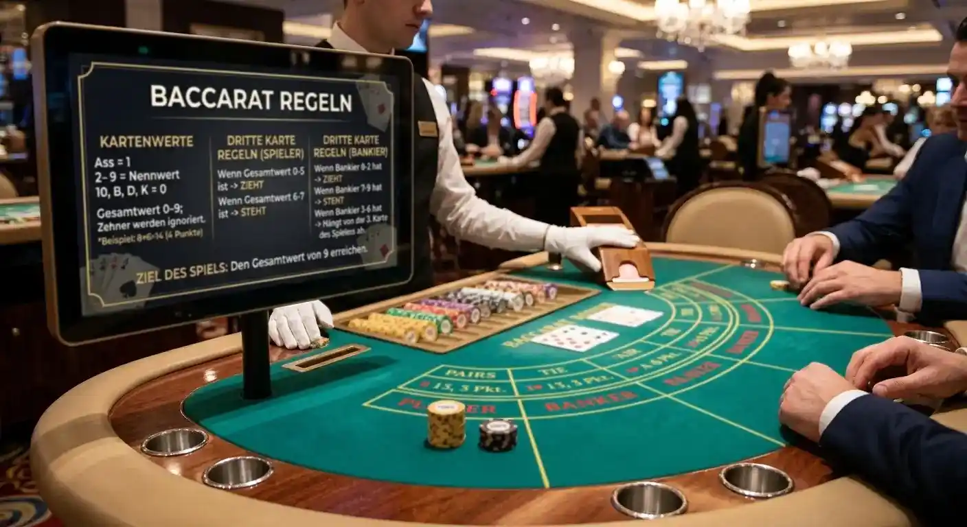 Baccarat Kartenwerte und dritte Karte Regeln am Spieltisch