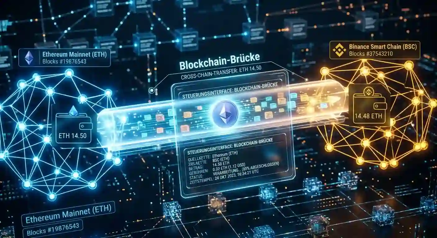 Blockchain-Brücke visualisiert Cross-Chain-Transfer