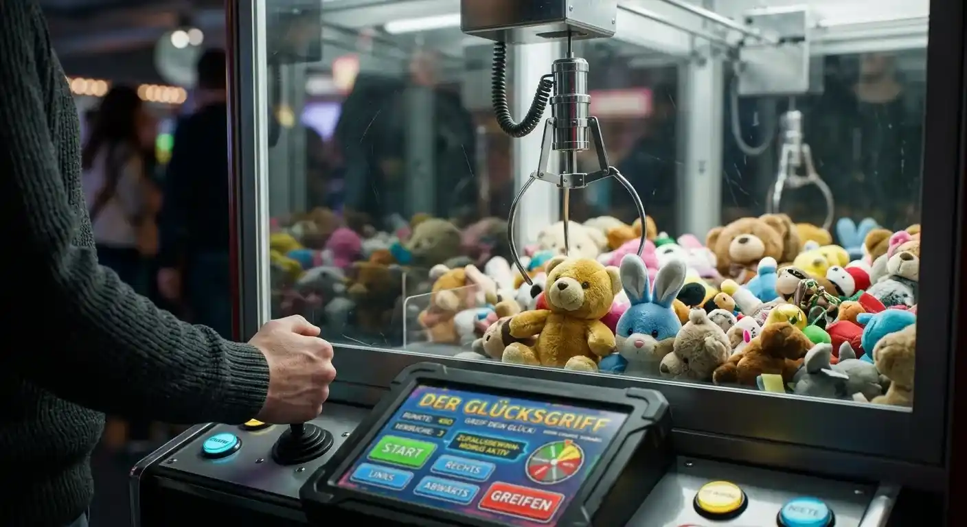 Symbolische Darstellung variabler Belohnung und Kontrollillusion beim Greifautomat