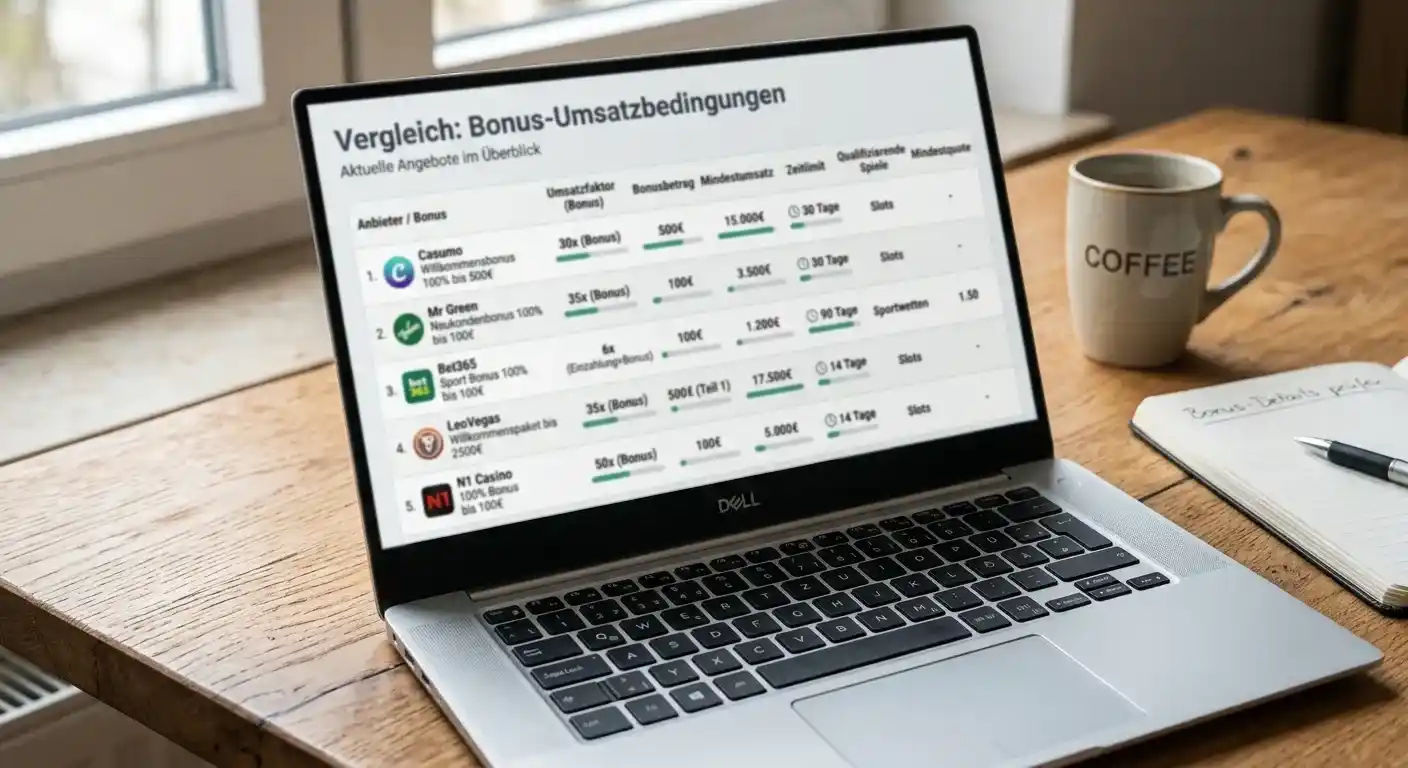 Bonusbedingungen Umsatz Vergleich