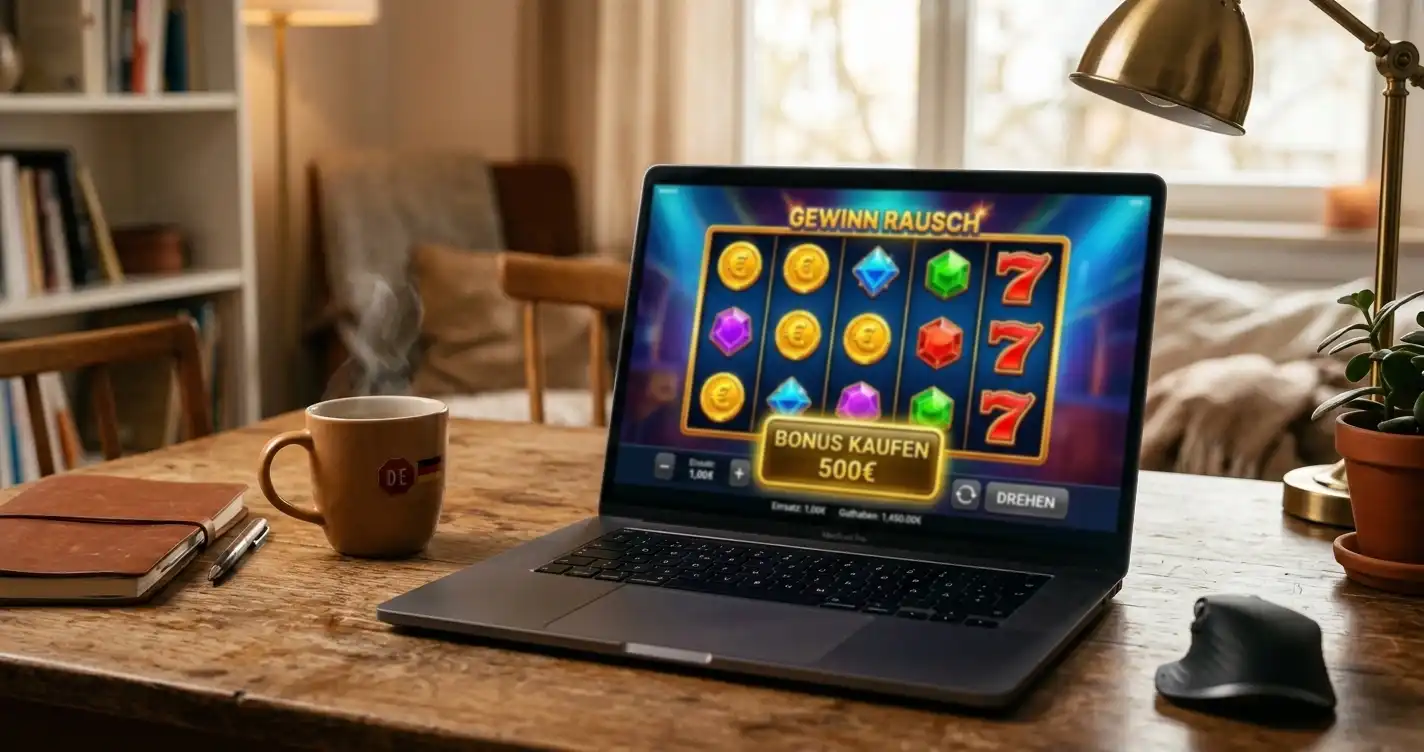 Bonus Buy Button in Spielautomaten-Interface mit Kaufpreis-Anzeige