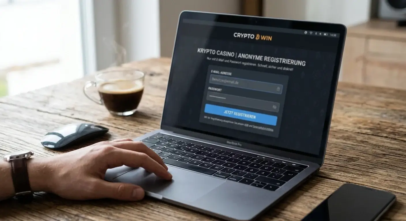 Anonyme Registrierung im Crypto Casino nur mit E-Mail und Passwort