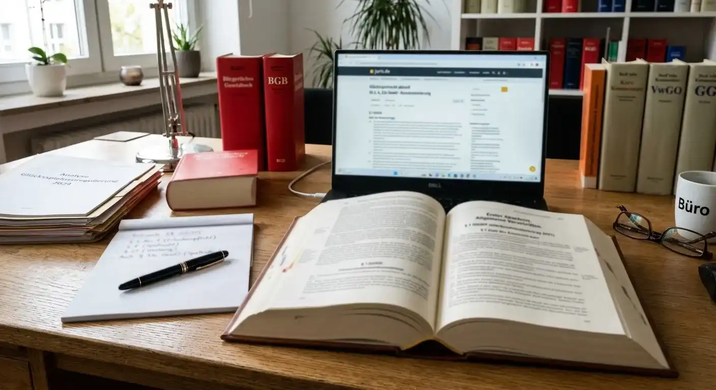 Deutsche Glücksspielgesetze und Paragraphen auf Schreibtisch