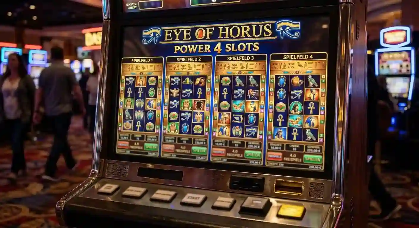 Eye of Horus Power 4 Slots mit vier parallelen ägyptischen Spielfeldern