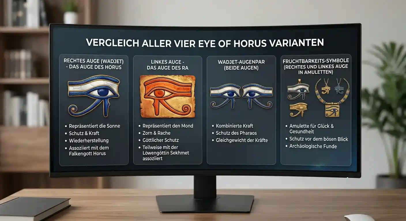 Vergleich aller vier Eye of Horus Varianten