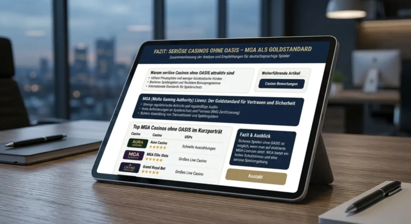 Fazit serioese Casinos ohne OASIS mit MGA als Goldstandard Zusammenfassung