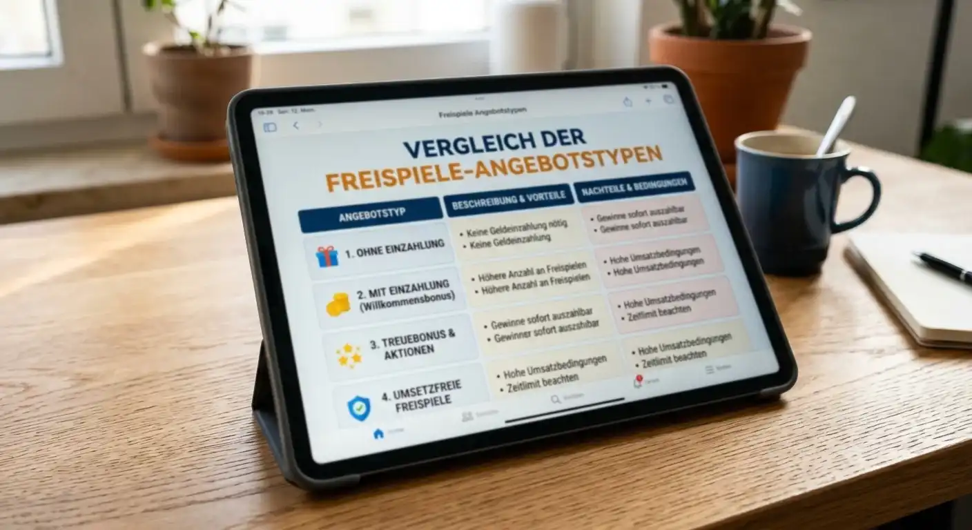 Freispiele Angebotstypen Vergleich