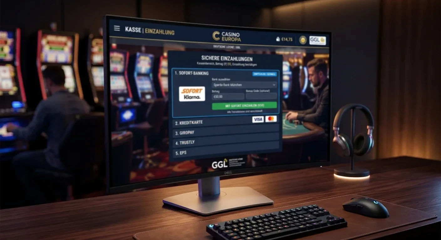 GGL-lizenzierte Casino-Kasse mit Sofort-Banking und Kartenoptionen