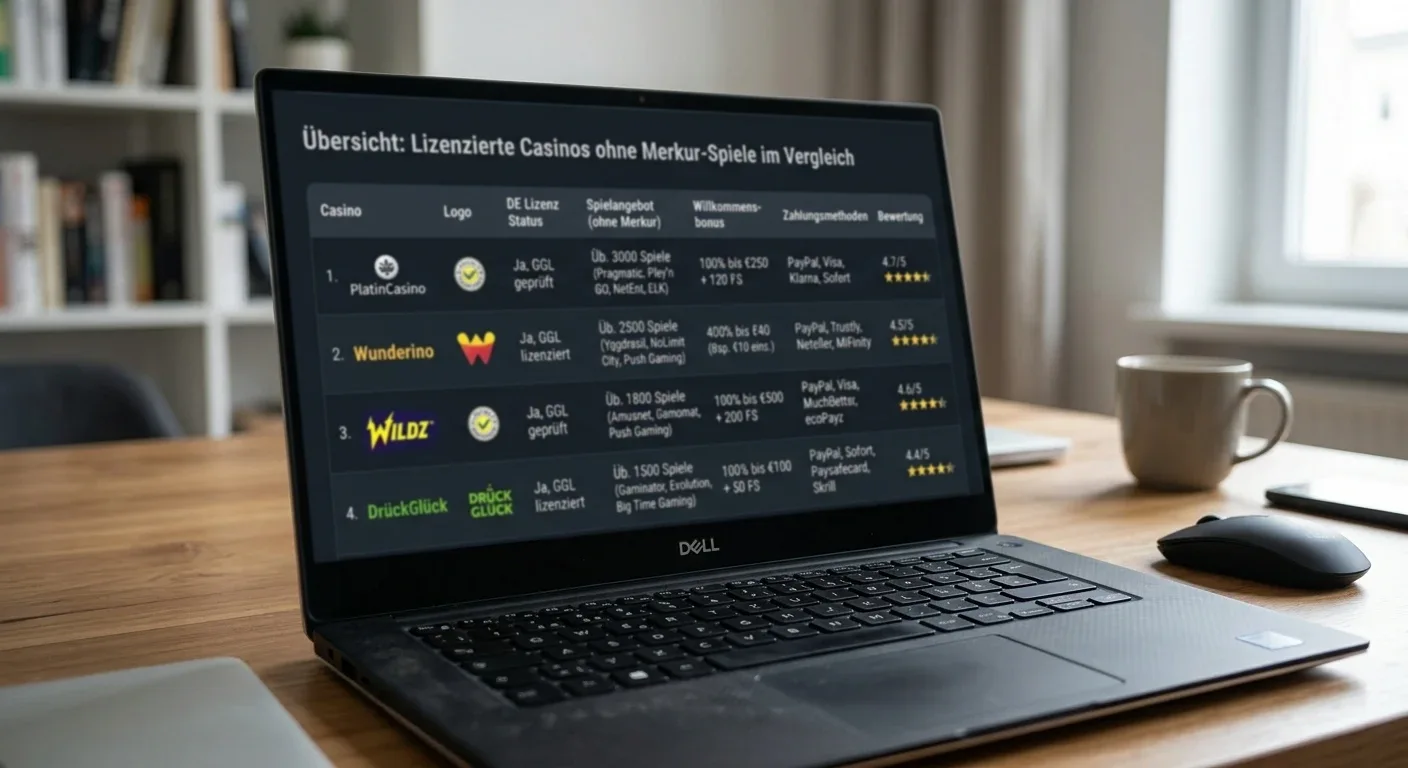 Übersicht lizenzierter Casinos ohne Merkur-Titel im Vergleich