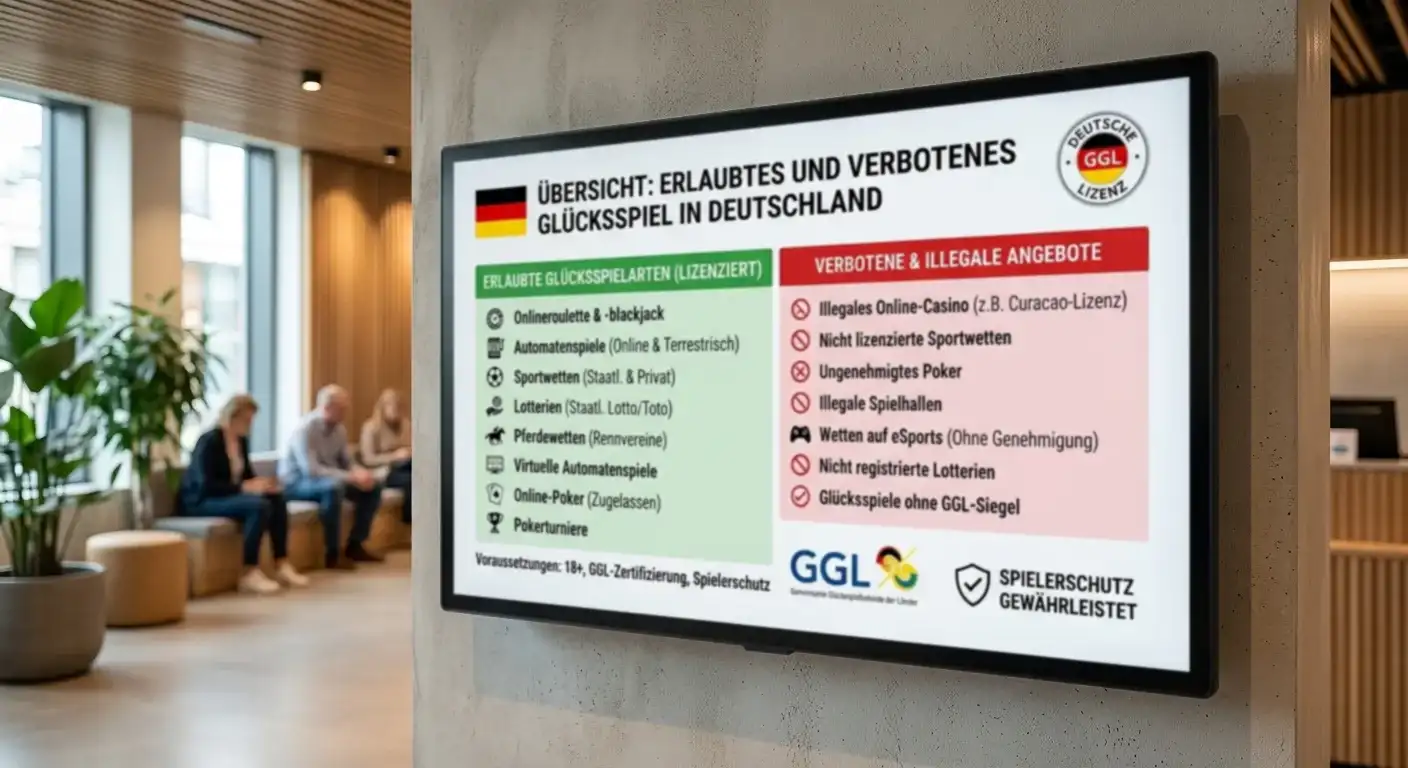 Übersicht der unter deutscher Lizenz erlaubten und verbotenen Glücksspielarten