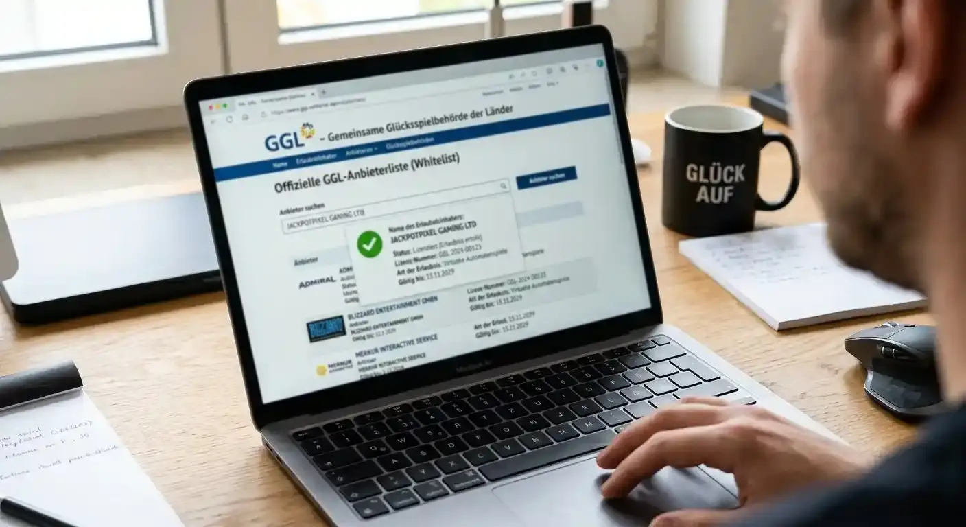 Prüfung der GGL-Lizenz in der offiziellen Anbieterliste der Spielotheken