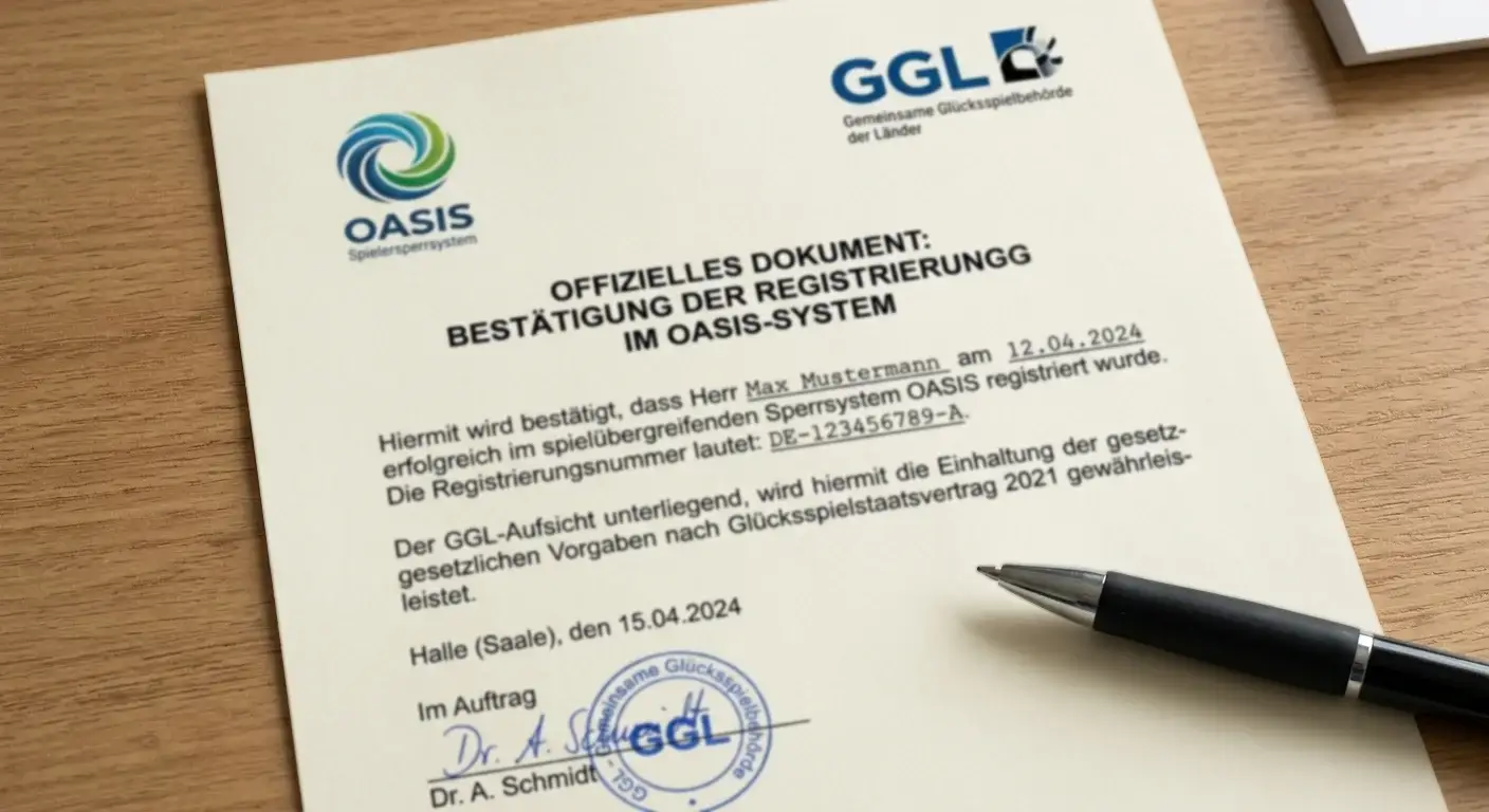 GGL-Logo und OASIS-Symbol auf offiziellem Dokument