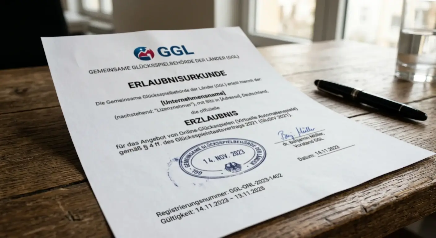 Offizielles Dokument mit GGL-Logo und Lizenz-Stempel