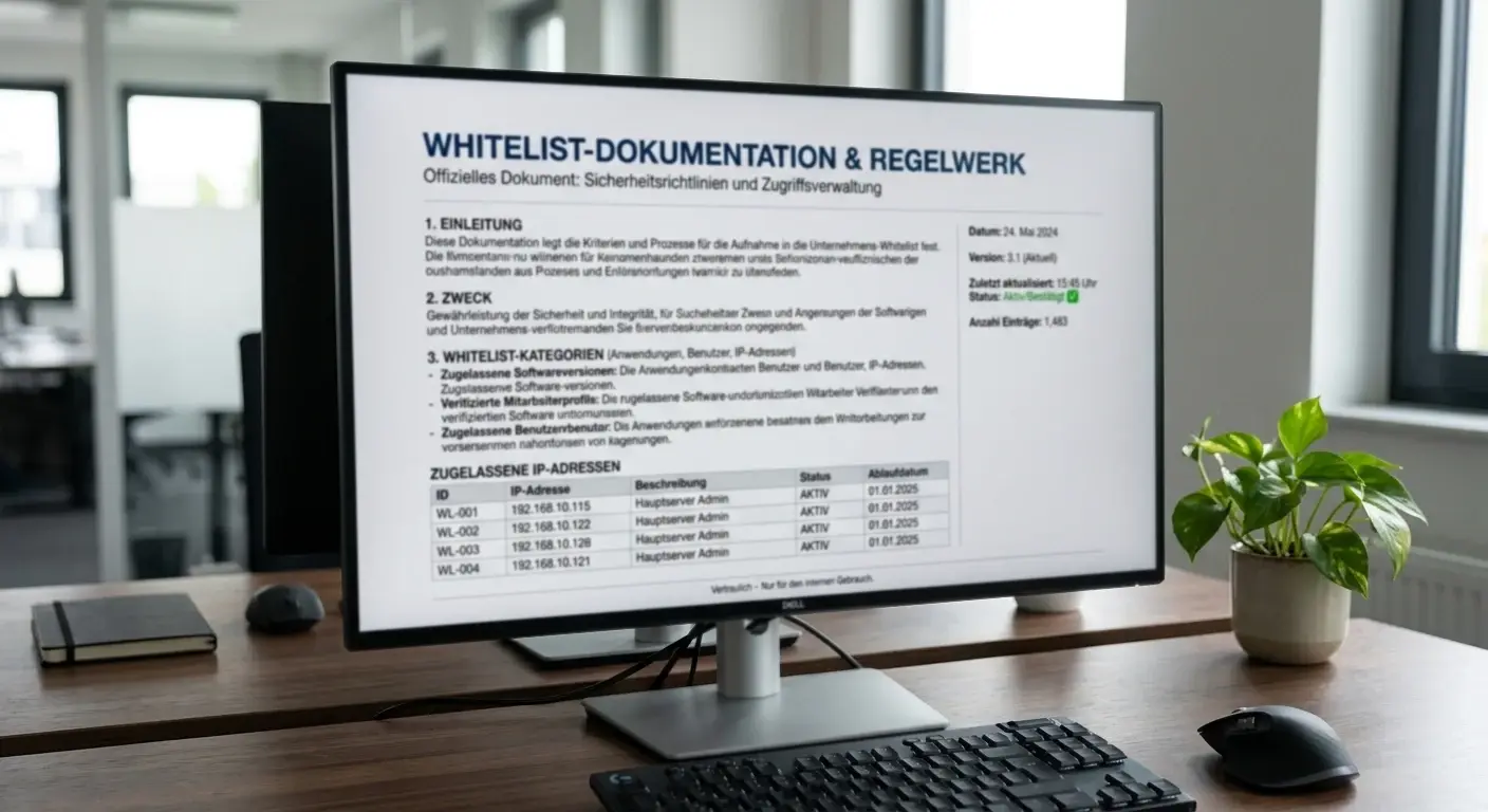 Offizielle Whitelist-Dokumentation auf einem Monitor