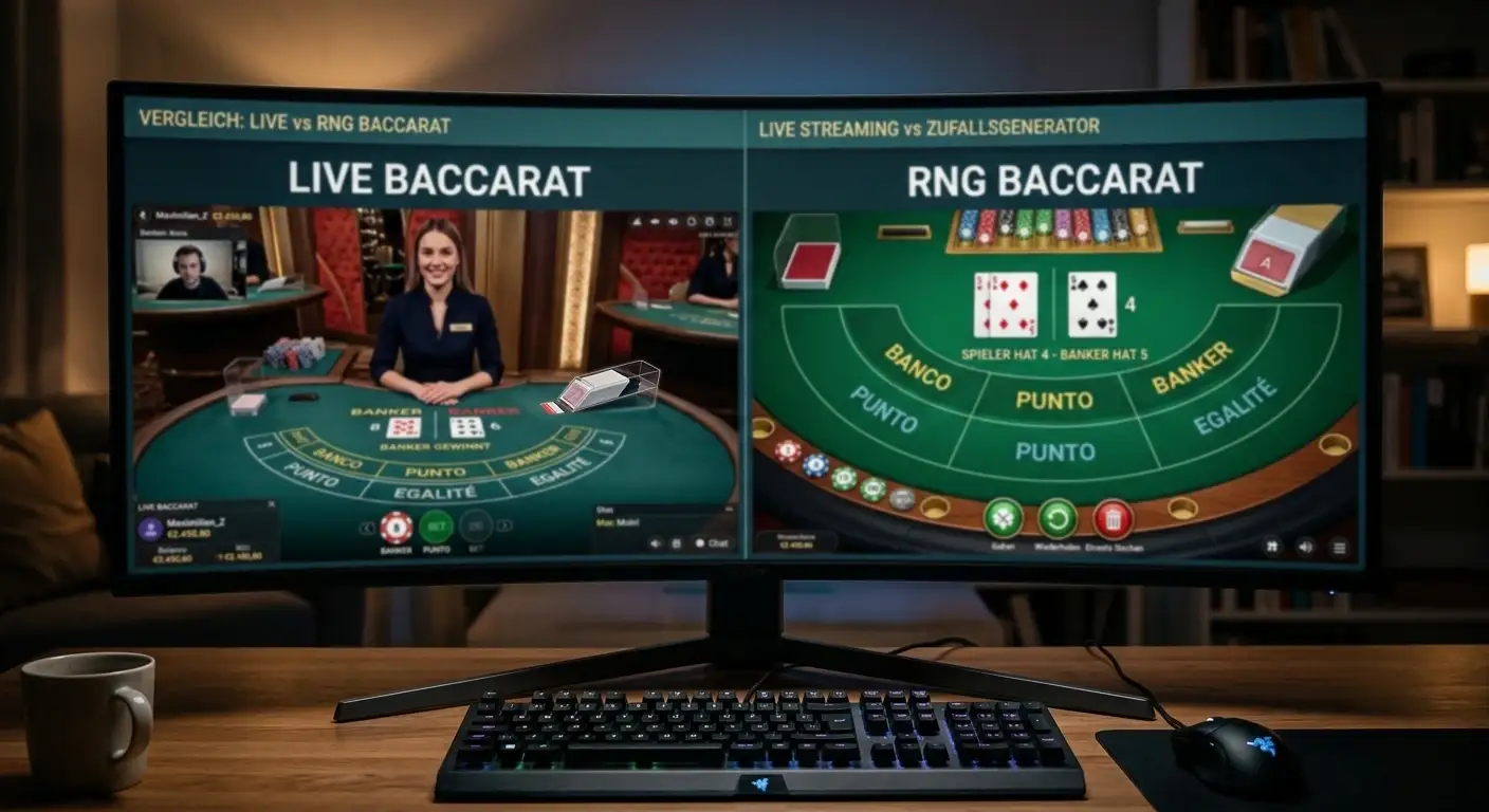 Vergleich von Live Baccarat und RNG Baccarat am Bildschirm