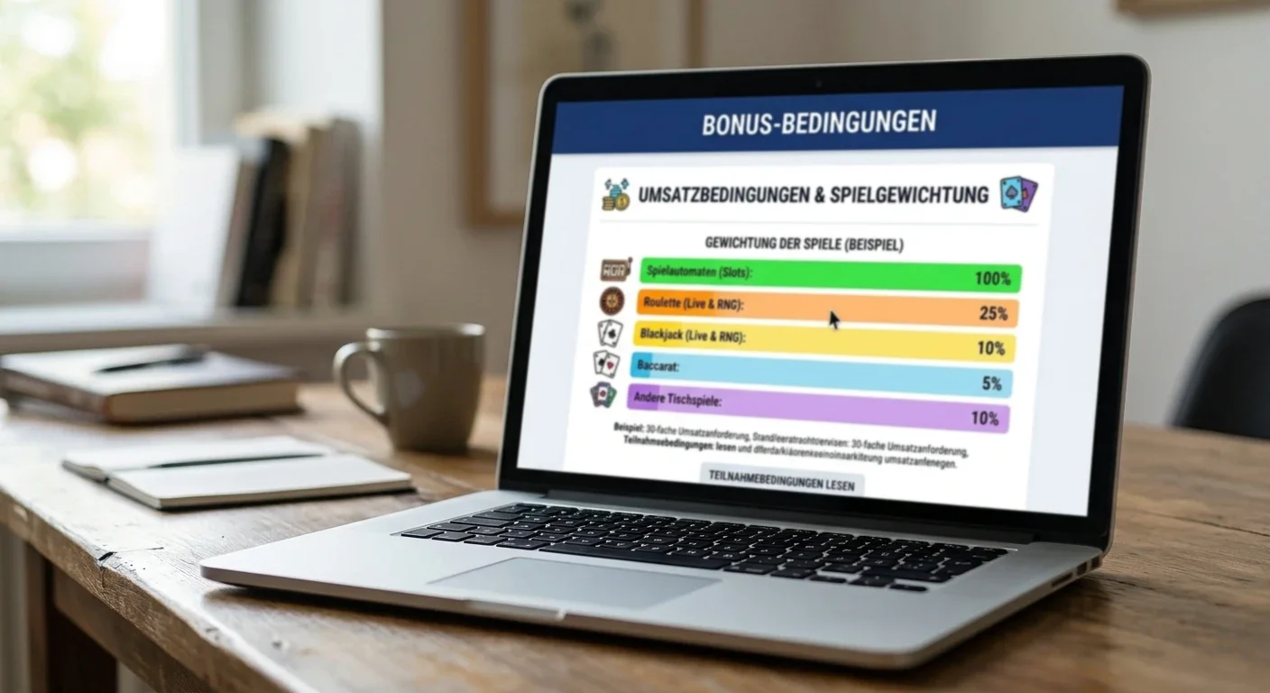 Bonusbedingungen mit Gewichtung für Tischspiele im Fokus