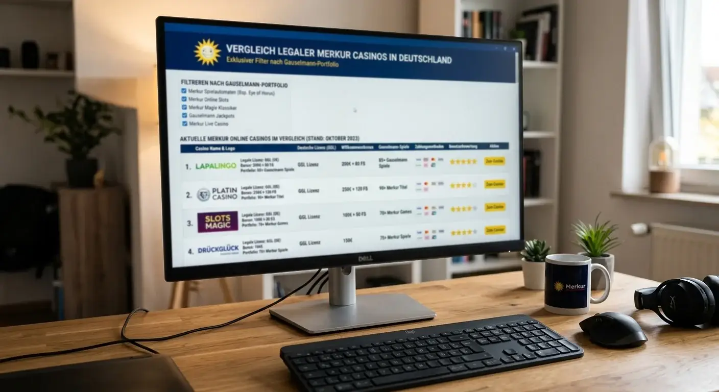 Vergleich legaler Merkur Casinos mit Filter nach Gauselmann-Portfolio