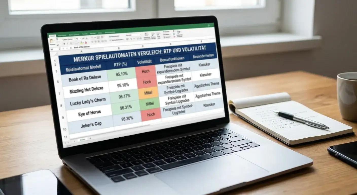 Merkur Spielautomaten nach RTP und Volatilität im Datenblatt vergleichen