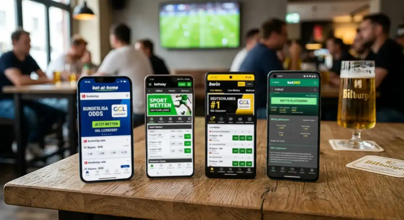 Vier legale MGA+GGL Anbieter in Deutschland: bet-at-home, Betway, bwin, bet365