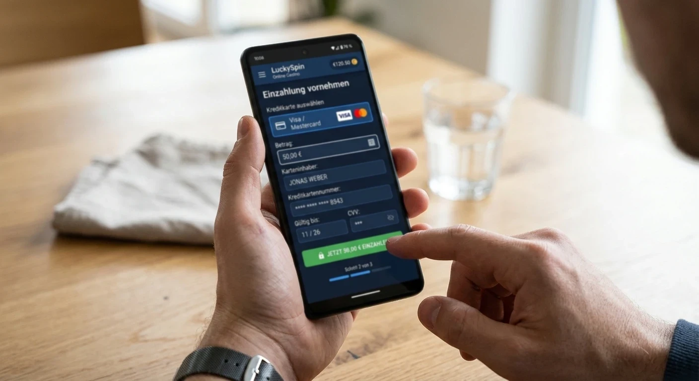 Mobile Kreditkarteneinzahlung im Online-Casino per Smartphone