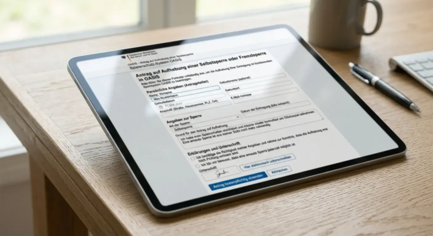 Oasis Sperre Aufheben Antrag Formular