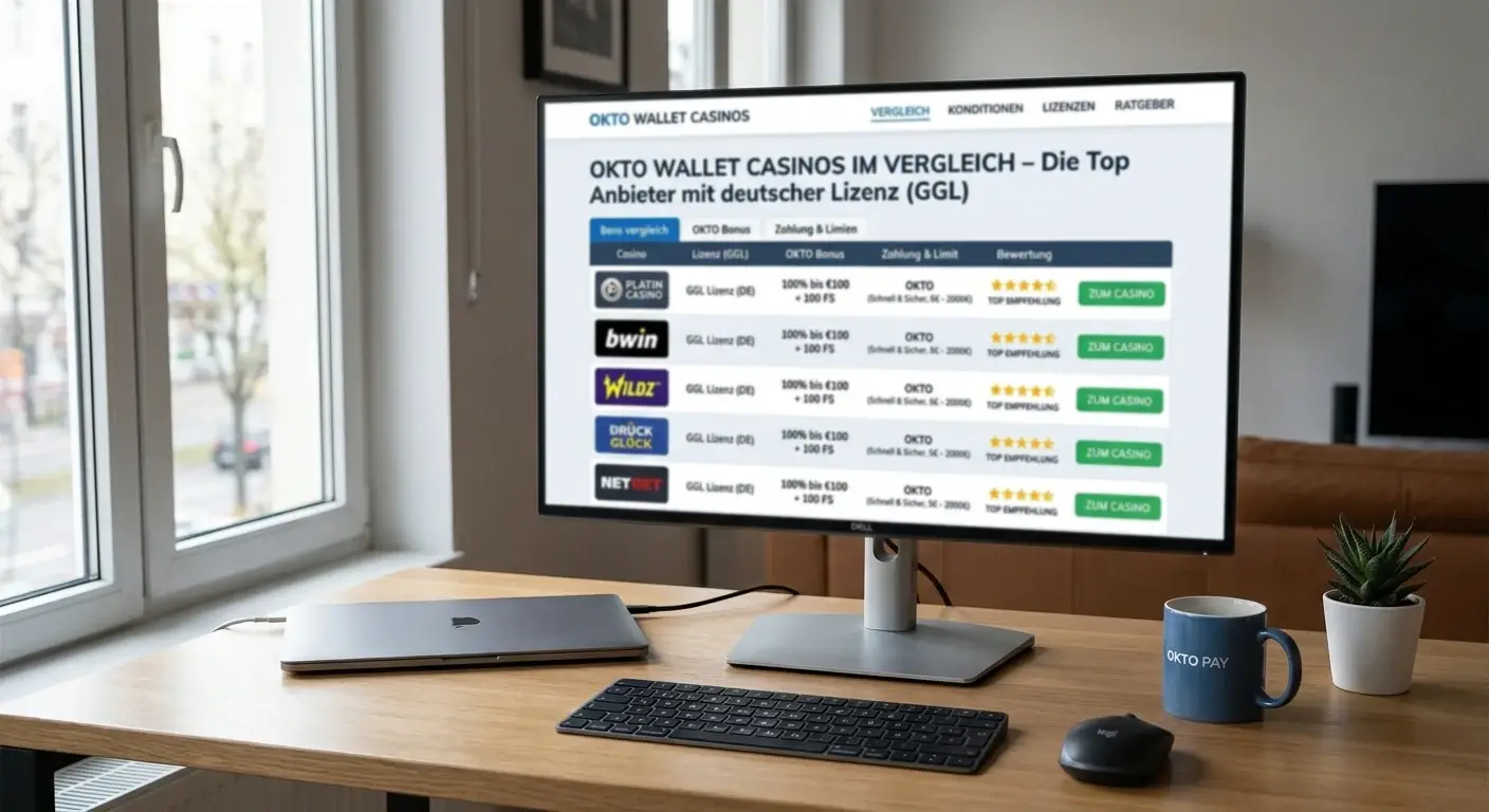 Anbieter Vergleich für OKTO Wallet Casinos mit Lizenz und Konditionen