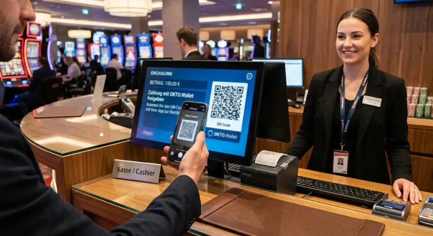 Einzahlung mit OKTO Wallet per QR Freigabe im Casino Cashier