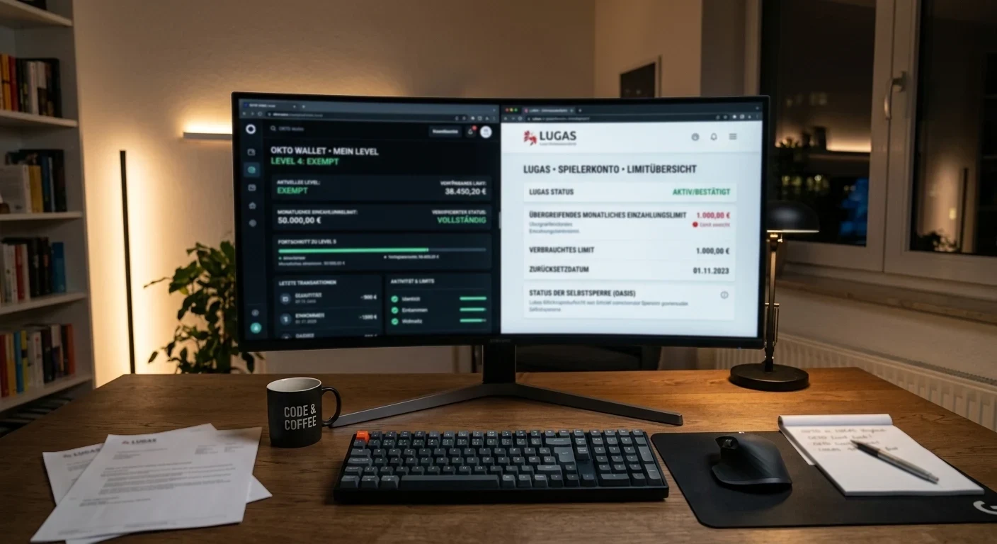 Vergleich von OKTO Wallet Level und LUGAS Limit am Schreibtisch
