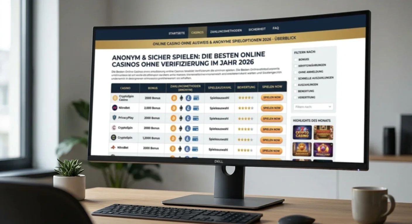 Online Casino ohne Ausweis und anonyme Spieloptionen 2026 im Ueberblick
