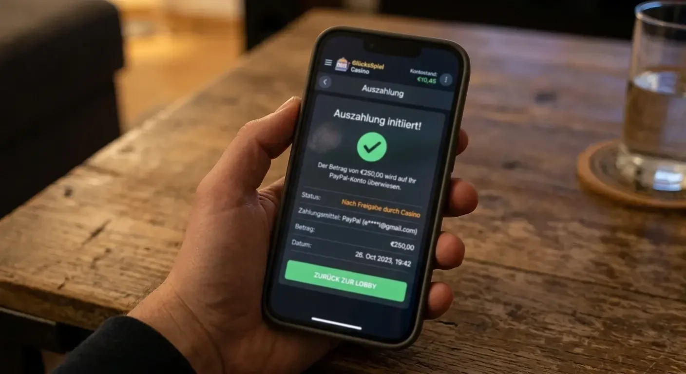 Auszahlung auf das PayPal-Konto nach der Freigabe durch das Casino
