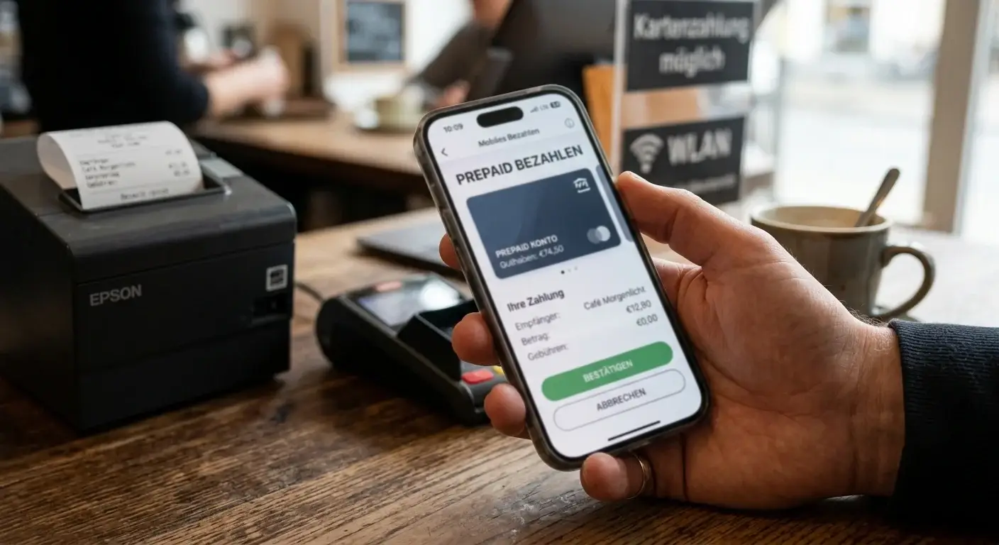 Mobiler Zahlungsdialog mit neutraler Prepaid-Oberfläche