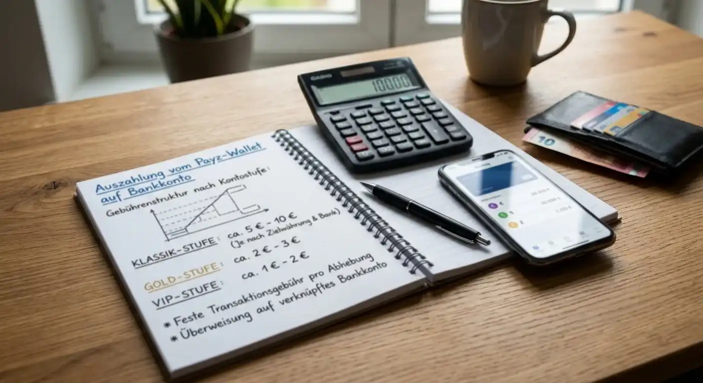 Notizbuch mit Tier-Diagramm, Taschenrechner und Smartphone mit Währungssymbolen