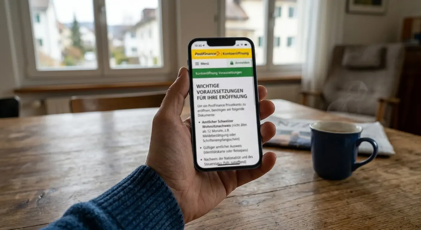 Schweizer Wohnsitznachweis und PostFinance-Konto als Voraussetzung
