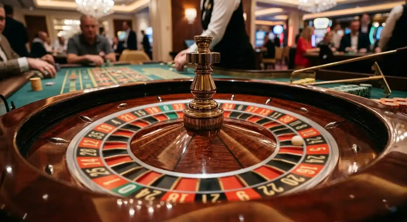 Europäisches Roulette-Rad mit Single-Zero-Layout in Nahaufnahme