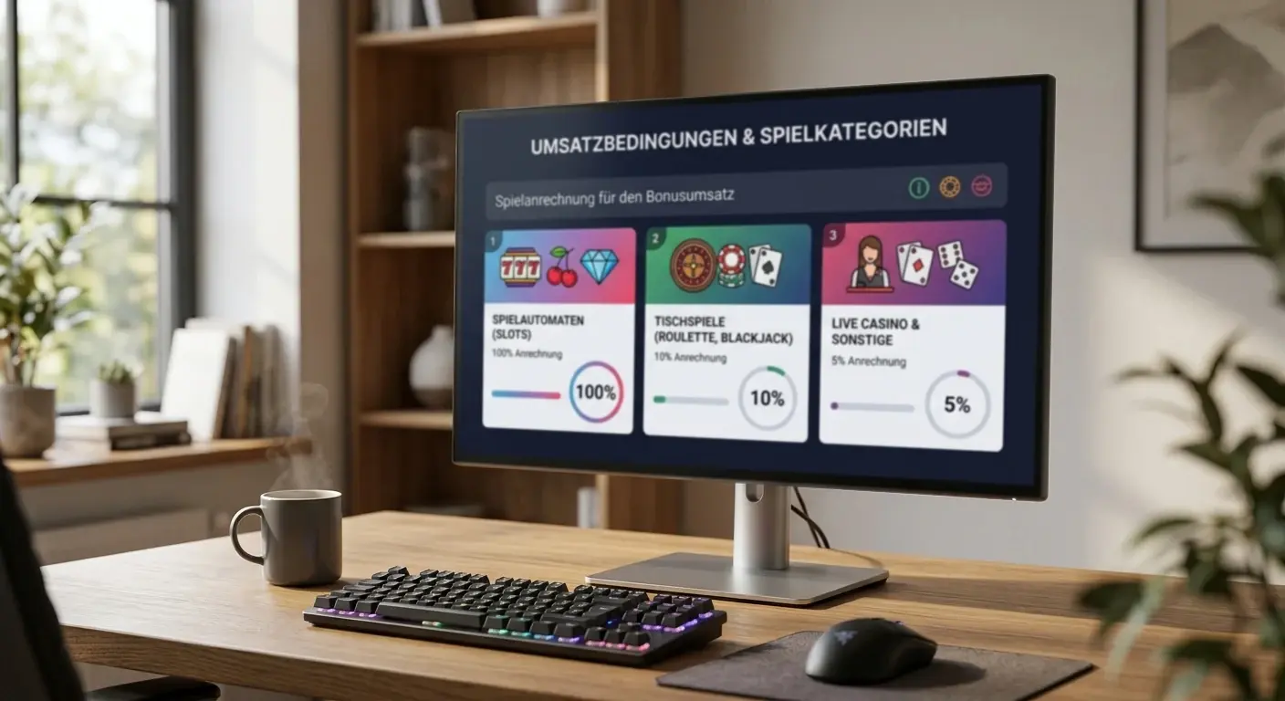 Symbolische Spielkategorien mit unterschiedlicher Anrechnung auf die Umsatzbedingungen
