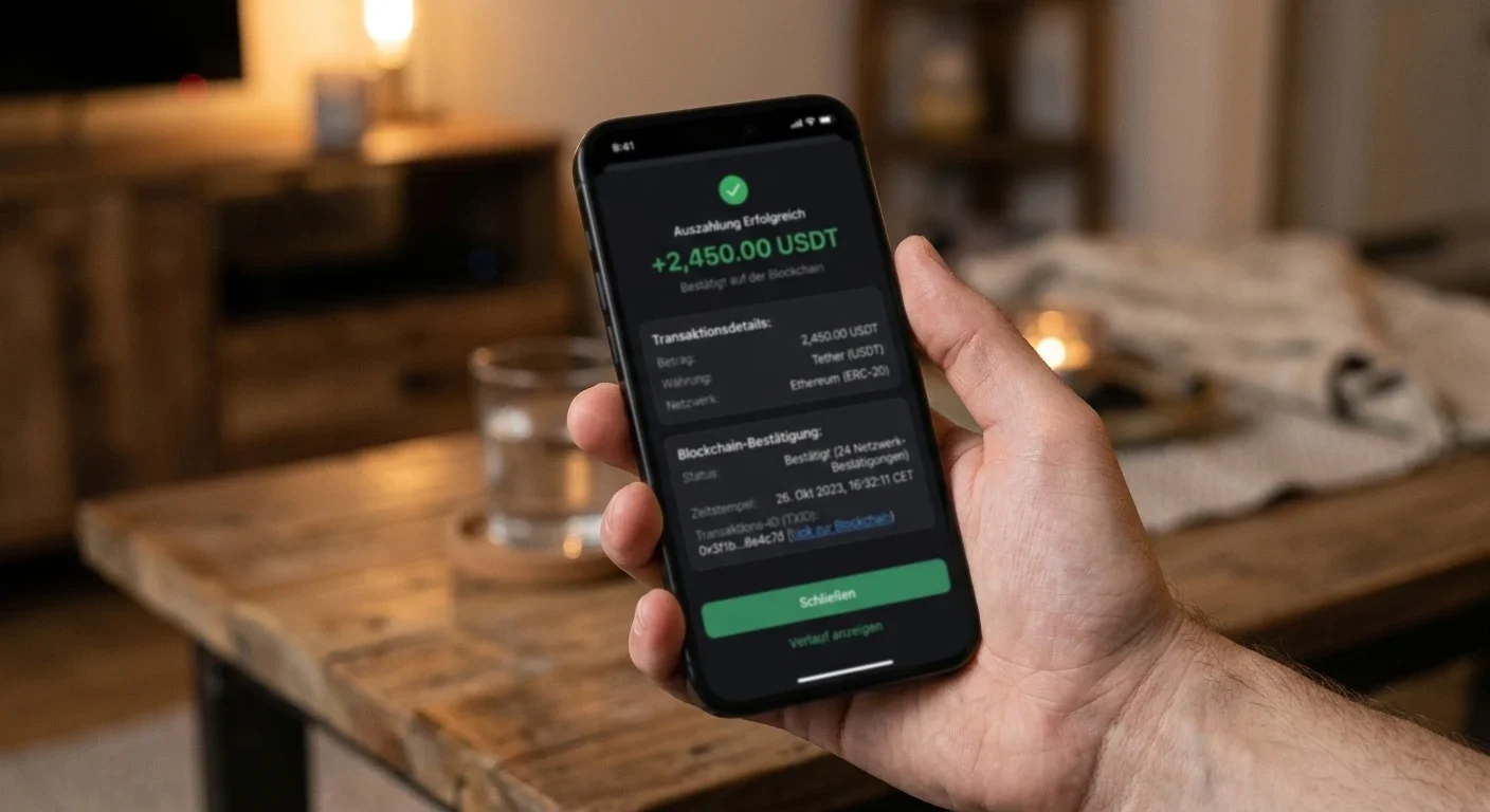 Casino-Bonus-Interface mit USDT-Symbol, Umsatzbedingungen und Rakeback-Anzeige