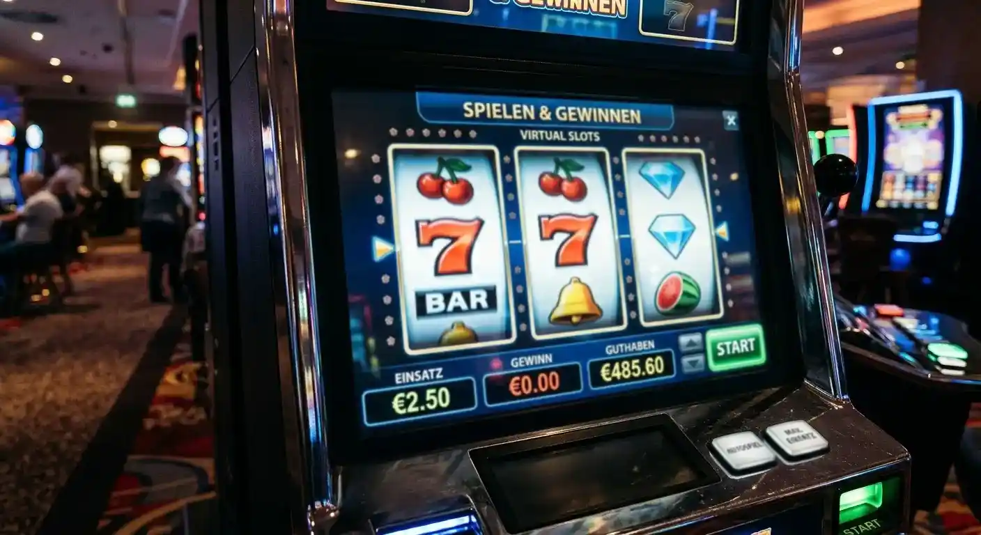 Reihe von Automaten-Walzen ohne erkennbare Marke als Symbol für virtuelle Automatenspiele