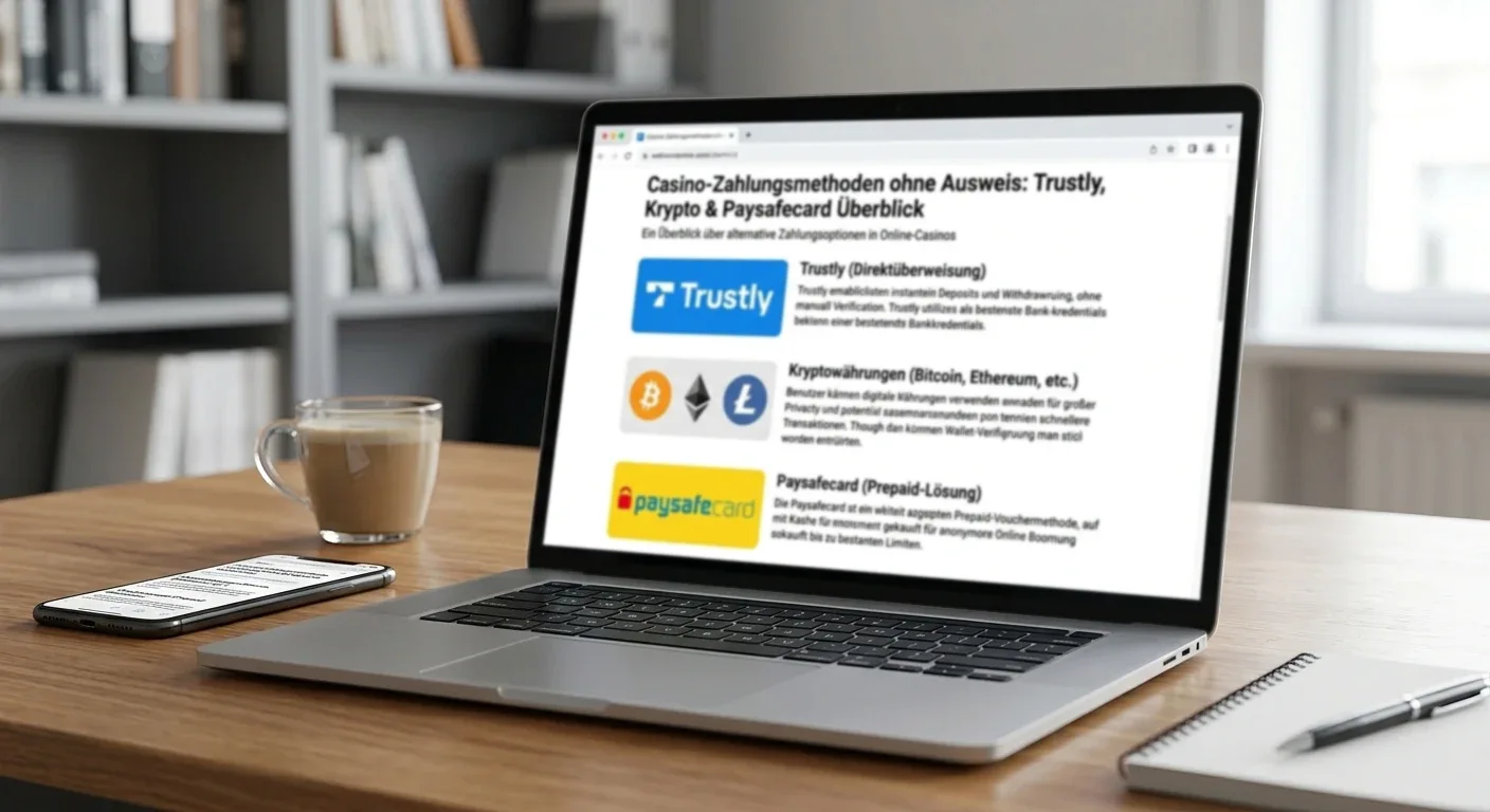 Zahlungsmethoden in Casinos ohne Ausweis Trustly Krypto und Paysafecard Ueberblick